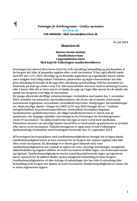 Åbent brev til sundhedsmyndighederne